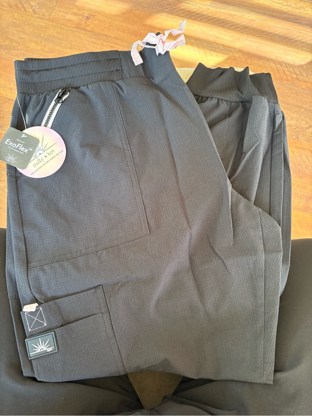 ExoFlex Women's Black Scrub Joggers with Drawstring Waist